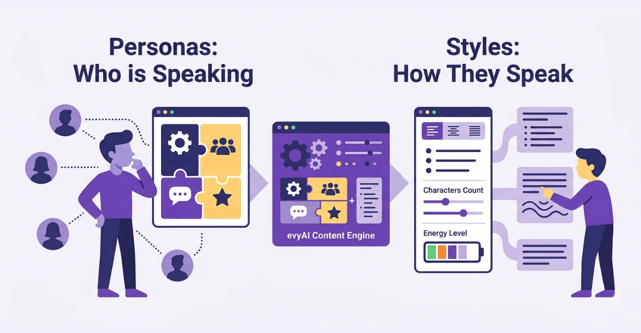 Styles vs Personas 2 Ways to Customize Your AI Content Output in evyAI