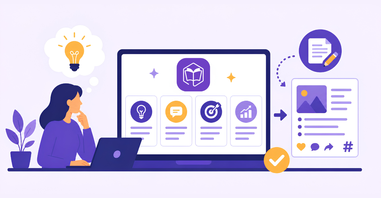 4 Content Ideas in Seconds How the evyAI AI Idea Generator Helps You Never Run Out of Posts - Header